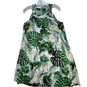 Tahari 100% Linen Shift Dress Women's Small Tropical Beach Resort Travel